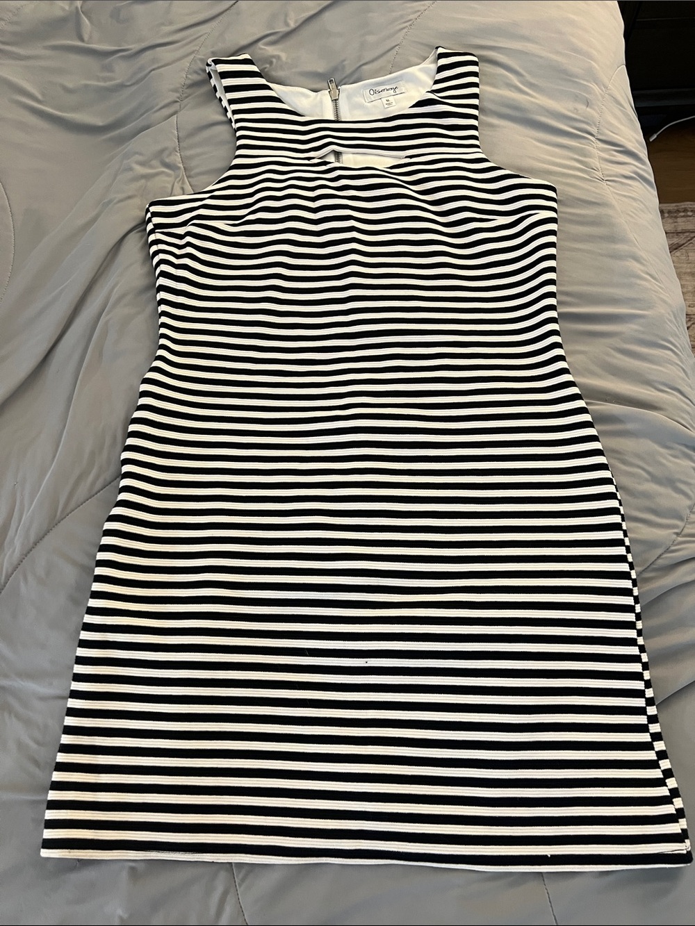 Olsenboye Black & White Striped Sleeveless Dress